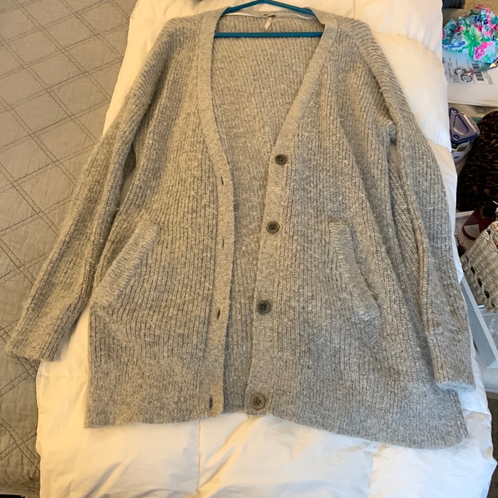 Free People Grey marled boyfriend cardigan - size small